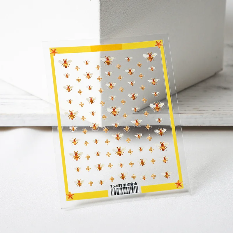 

1pc Cartoon Bee Beautiful Nail Stickers Fantasy 3D Nail Decal Rainbow Fashion Nail Sticker Nail Art Decorations