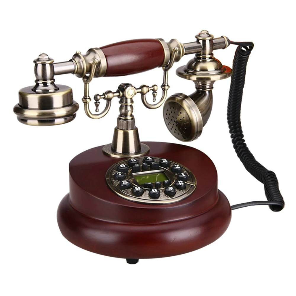 Проводной антикварный стационарный телефон с фиксированным идентификатором
