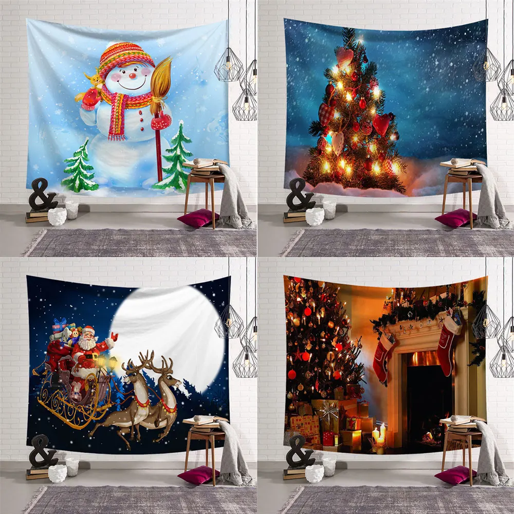 

Christmas Tree Big 2022 Tapestry Santa Claus Wall Hanging Hanging Cloth Decorative Cloth Christmas Eve Home Decor Happy New Year