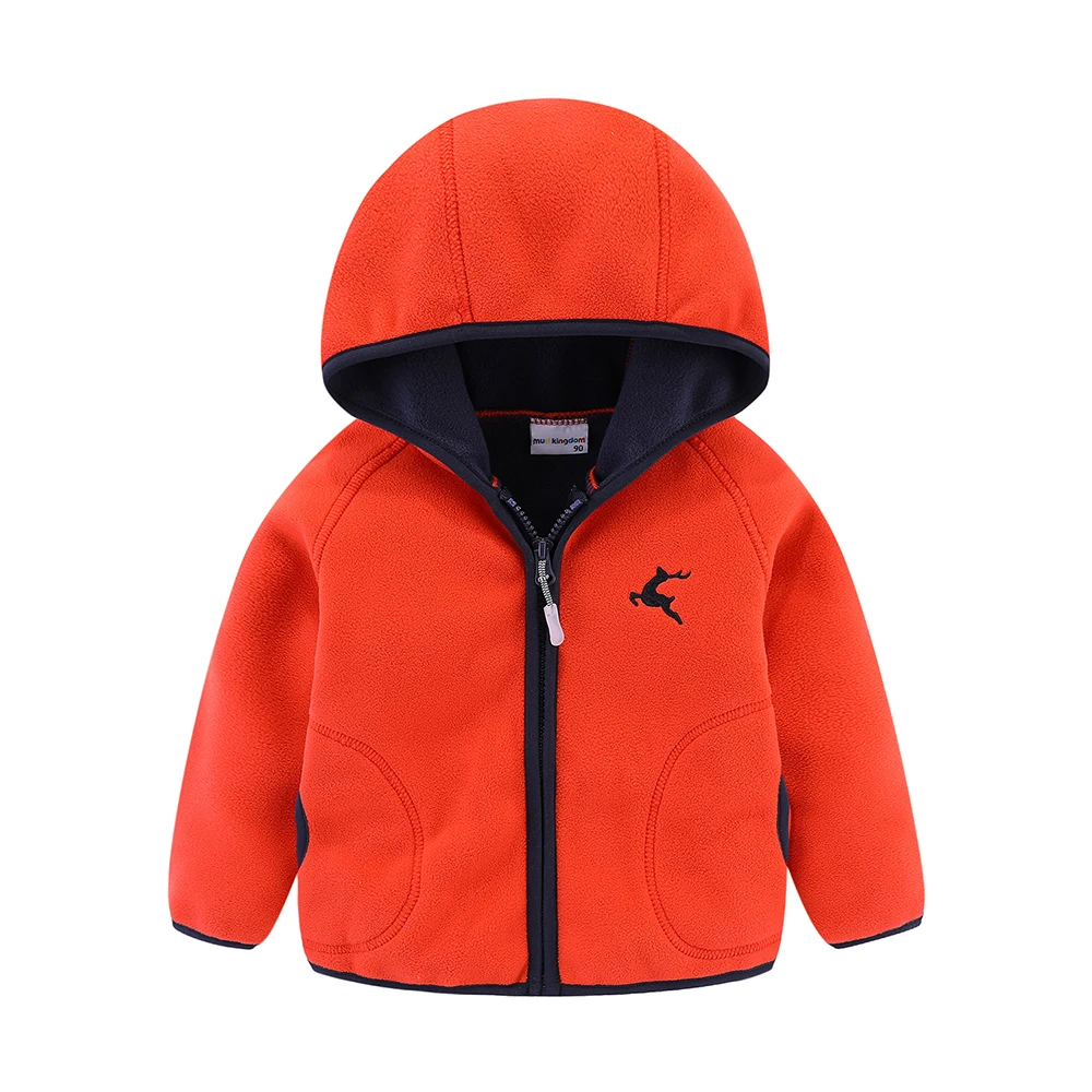 Mudkingdom Autumn Spring Girls Boys Hooded Fleece Jacket Windbreaker Zip up Reindeer Outerwear for Kids Clothes Children's Coat