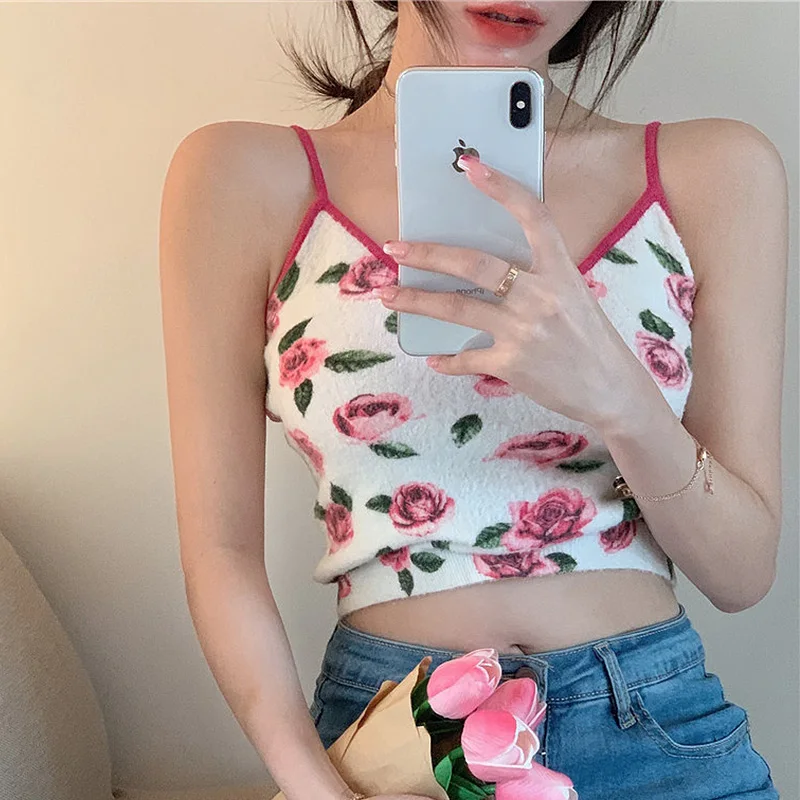 Цветочный принт v образный вырез без рукавов платье на бретелях тонкий