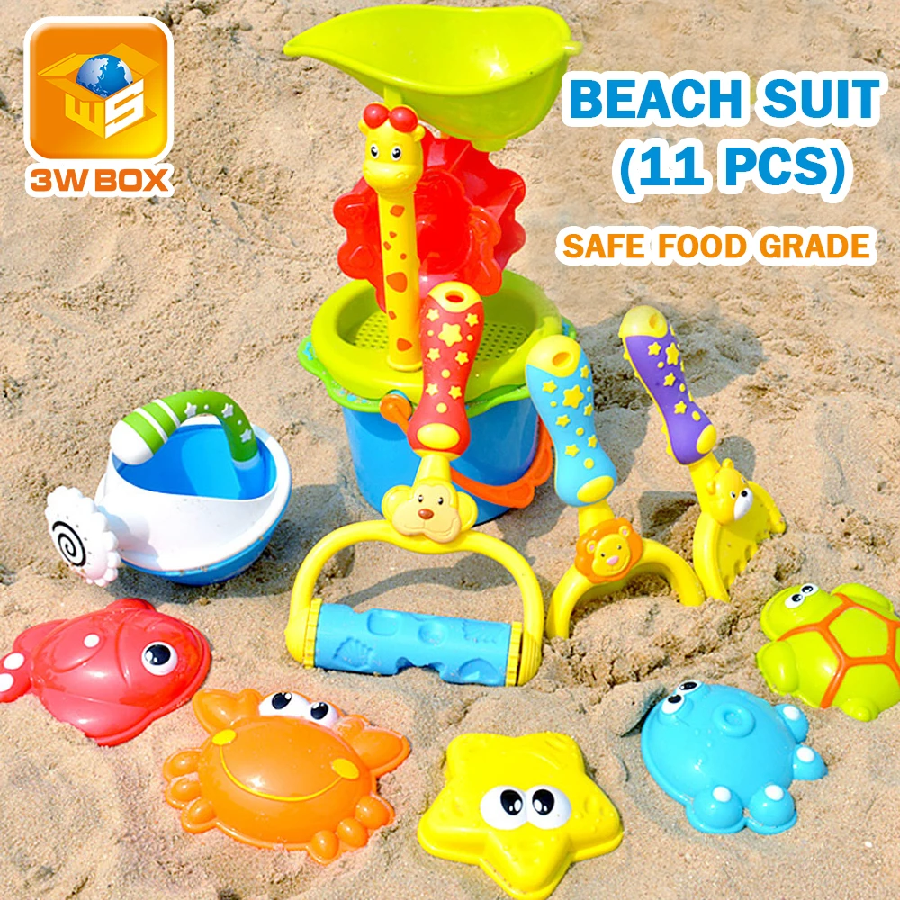 Пляж игрушки песочницы Пластик для детей с милыми животными модель совок грабли