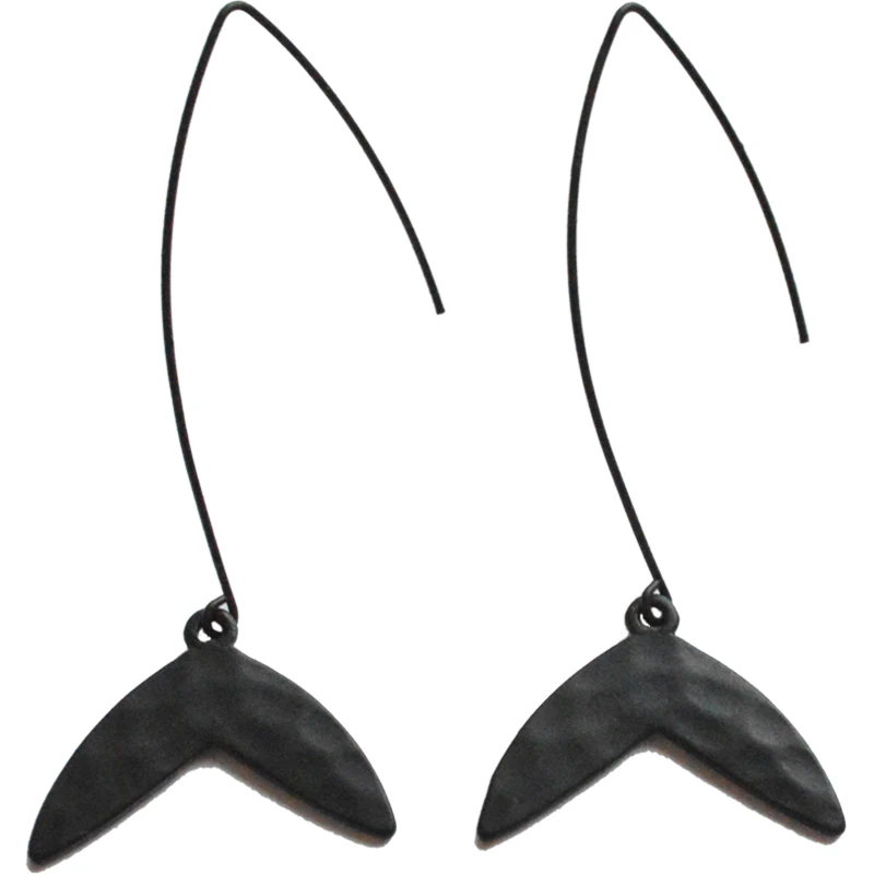 HUANZHI 2019 New Surface Bump Irregular Scrub Black Fish Tail Pendant Long Drop Earring for Women Girls Party Dark Jewelry Gifts | Украшения