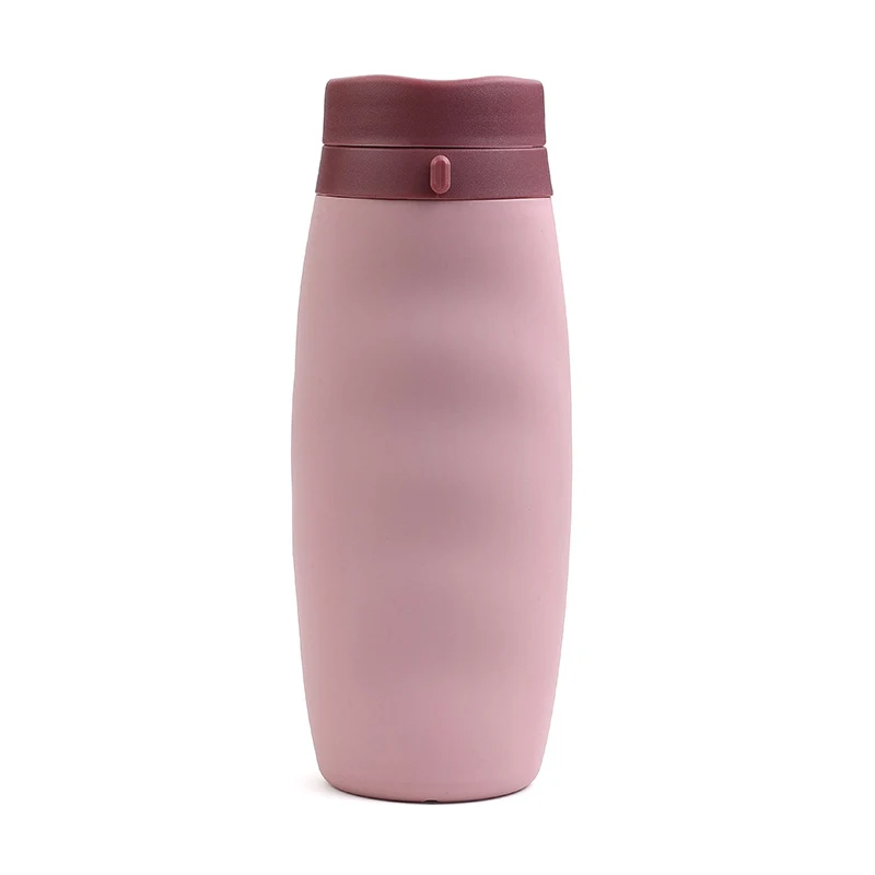 Pink Креативная складная бутылка для воды, герметичная портативная бутылка для воды, Для Путешествий, Походов, офиса, кемпинга, спорта, Емкость чайника 600 мл - Цвет: Pink