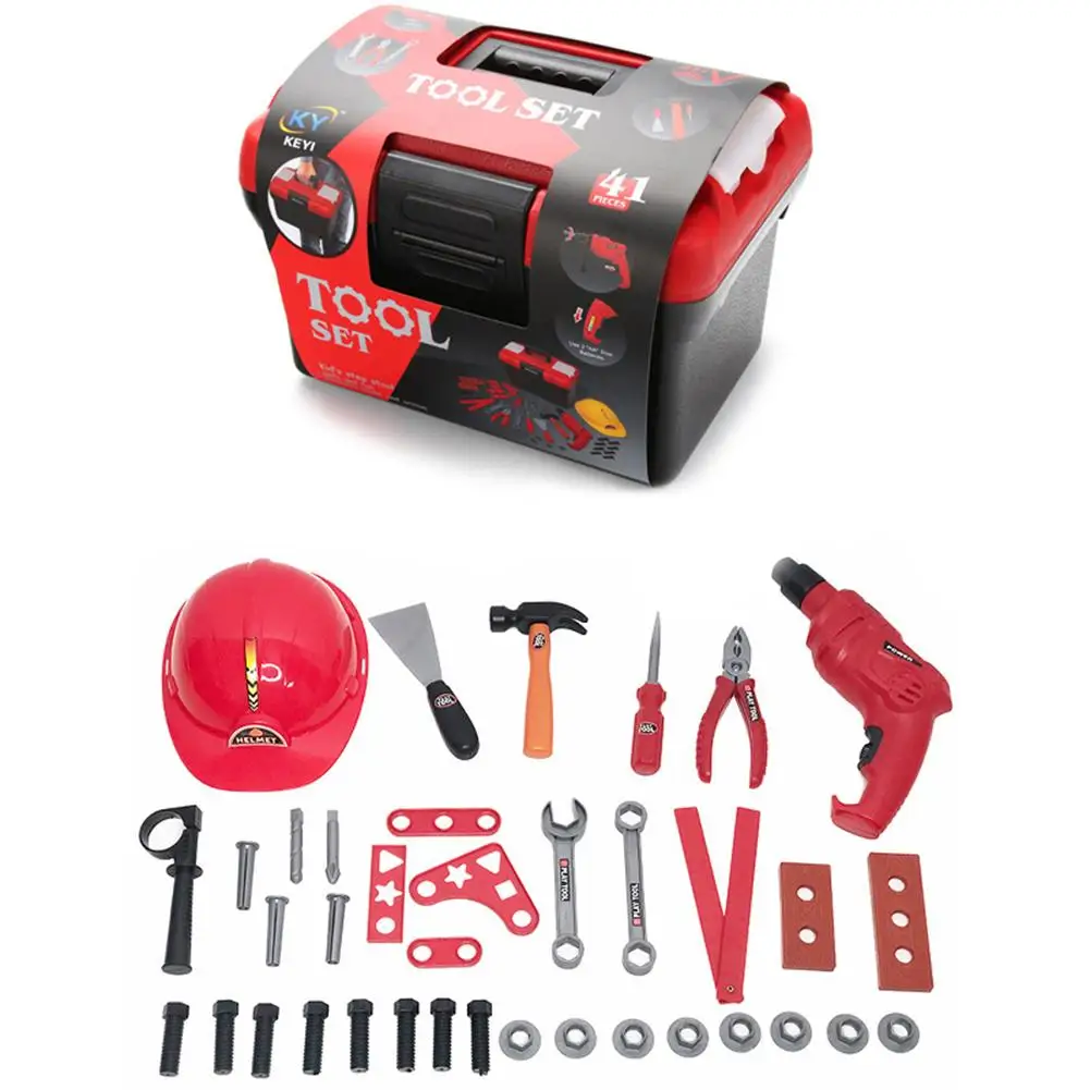 

37PCS Children's Electric Toy Repair Kit Set Simulation DIY Repair Tools Chainsaw Screwdriver Play House Toys For Children