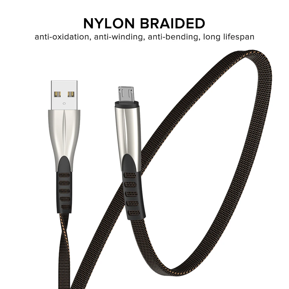 Micro USB кабель 1 м а нейлоновый шнур для быстрой зарядки и синхронизации данных Huawei