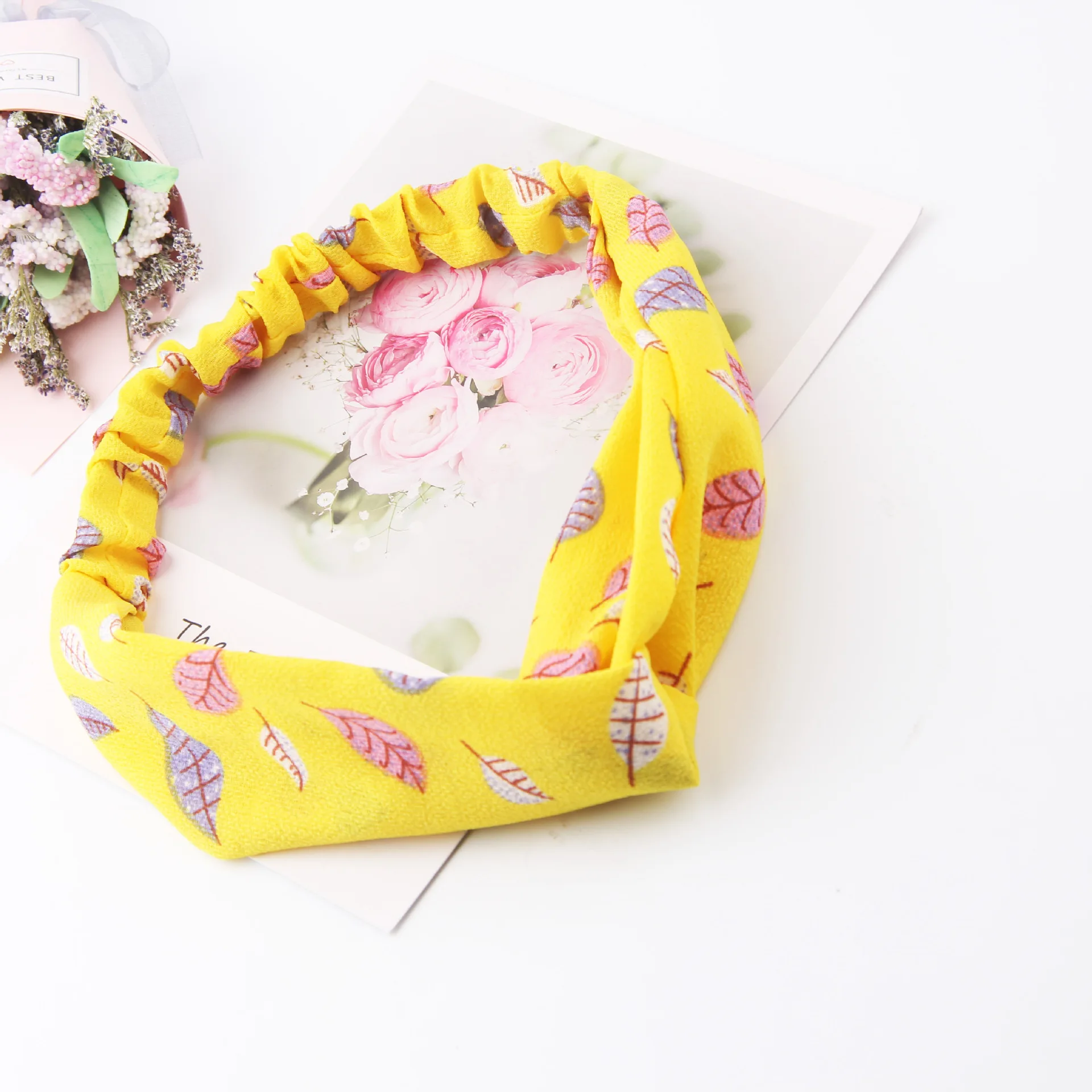 

Women Hair Accessories for Suede Headband Fashion Cross Knotted Bow Chiffon Floral Elastic Force Hair Band Girl Korea Headdress