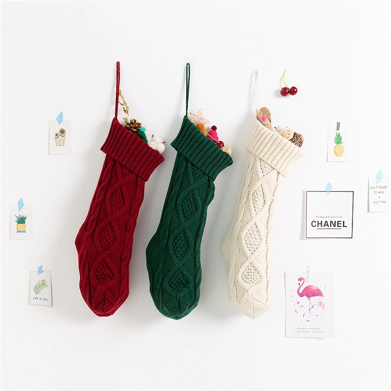 

christmas stockings Christmas Gift Bags Knitting Socks Xmas Tree Ornaments christmas decorations for home Sep#19