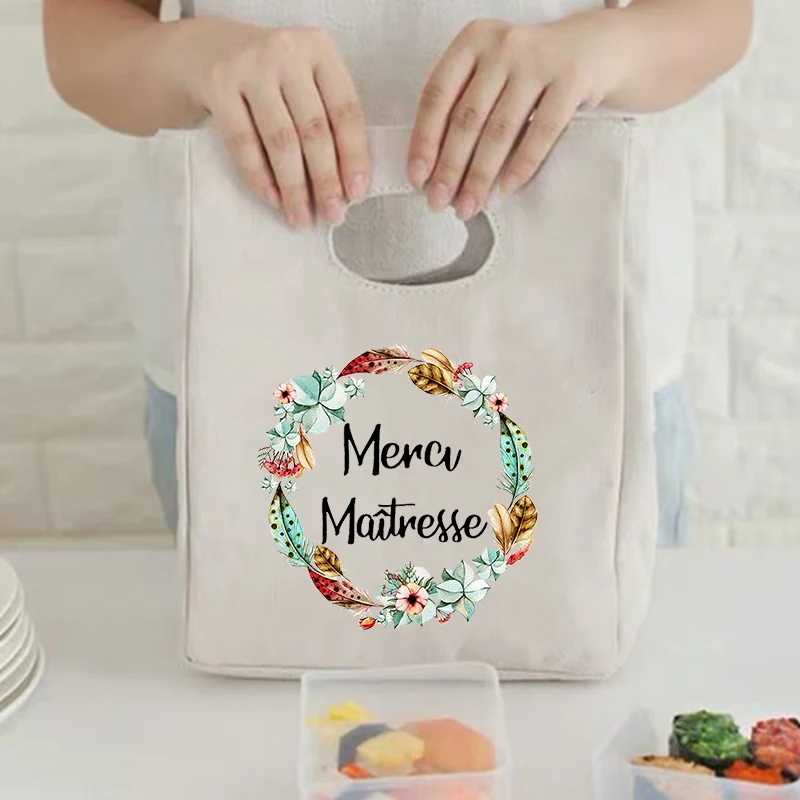 Французский печати сумка холодильник с узором для обеда Портативный утепленная