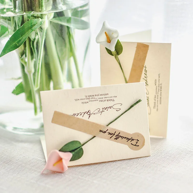 1 шт День рождения сушеные цветы поздравительная открытка спасибо открытки