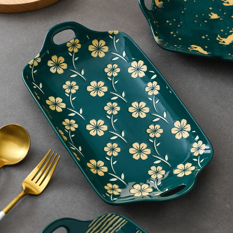 

"Mystic Forest v3" 12 in Big Beautiful Dishes Dinner Plates Set Platter Tray Home Restaurant Dinnerware Tableware