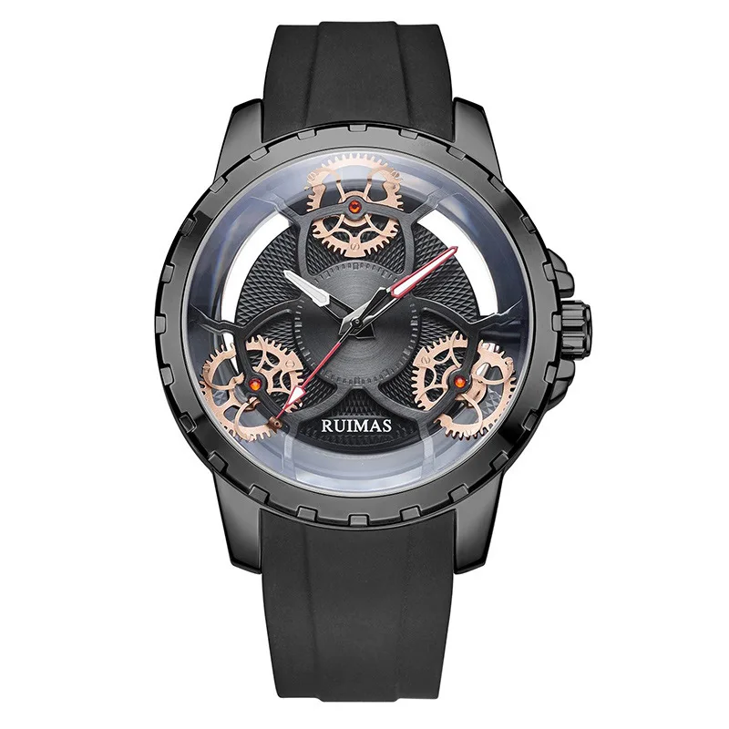 Мужские кварцевые часы Rimas RUIMAS спортивные с полым подвесным циферблатом топ