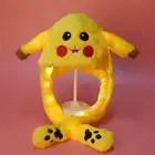 Светящаяся спортивная шапка Takara Tomy Pikachu Pokemon, плюшевая Милая шапка с ушками кролика, подвижная женская шапка с мигающими ушками