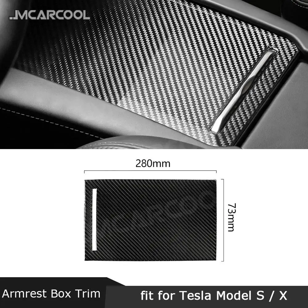 

For Tesla Model S X 2014-2019 Carbon Fiber Console Armrest Box TrimCover Sticker Inner Decoration