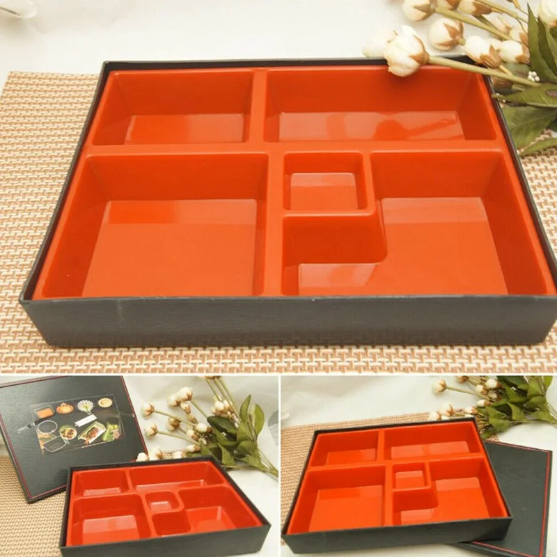 

Office Picnic Portable Durable Lunch Box Bento Box ABS School Safe Rice Food Containers 5-section Japanese Style Sushi Catering