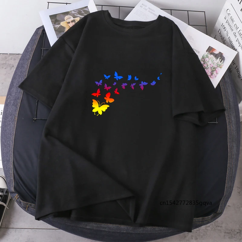 

Pretty Many Butterfly T-shirt Woman Harajuku O-neck Tops Short Sleeve Oversize Lady Clothing Fashion High Quality 2021 Camisetas