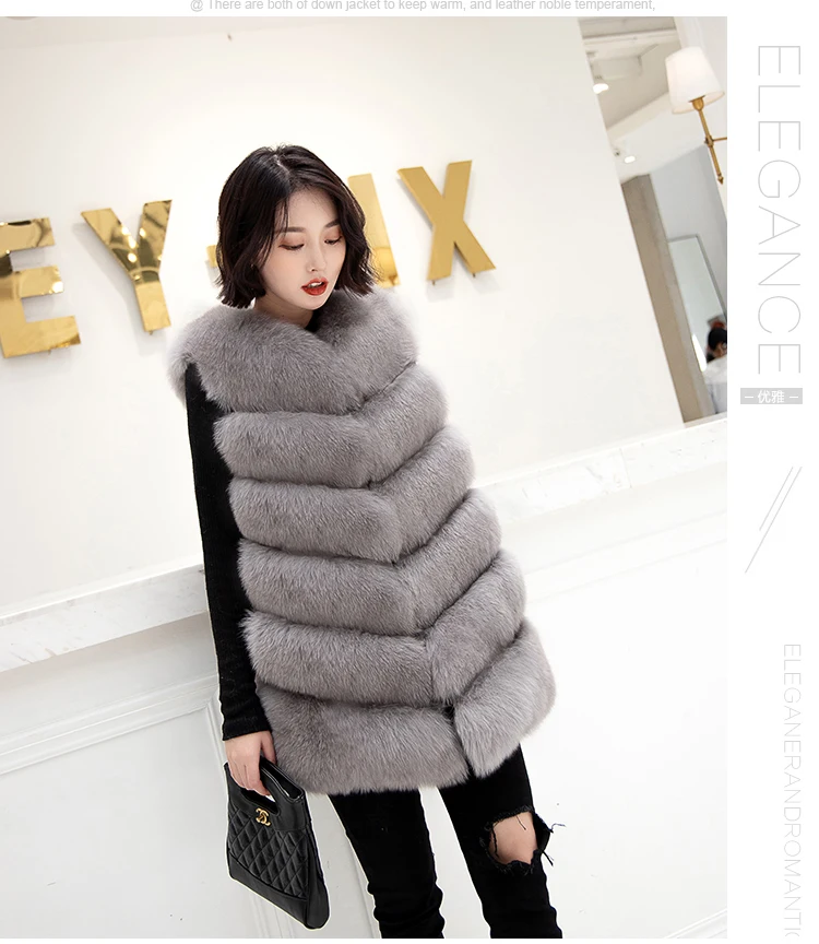 new real natural whole fur six-section fox vest ladies winter long warm fashion vest