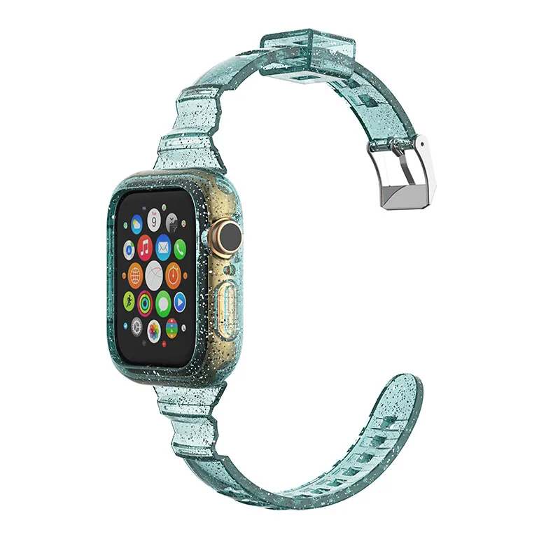 Ремешок с чехол для Apple Watch ремешок 42 мм 38 Версия 44 40 Спортивные блеск мягкий