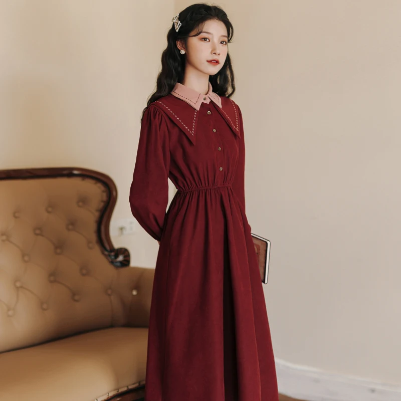 

Early Autumn Winter Clothing New Female Retro Fairy Age Can Salt Sweet Long Sleeve Skirt