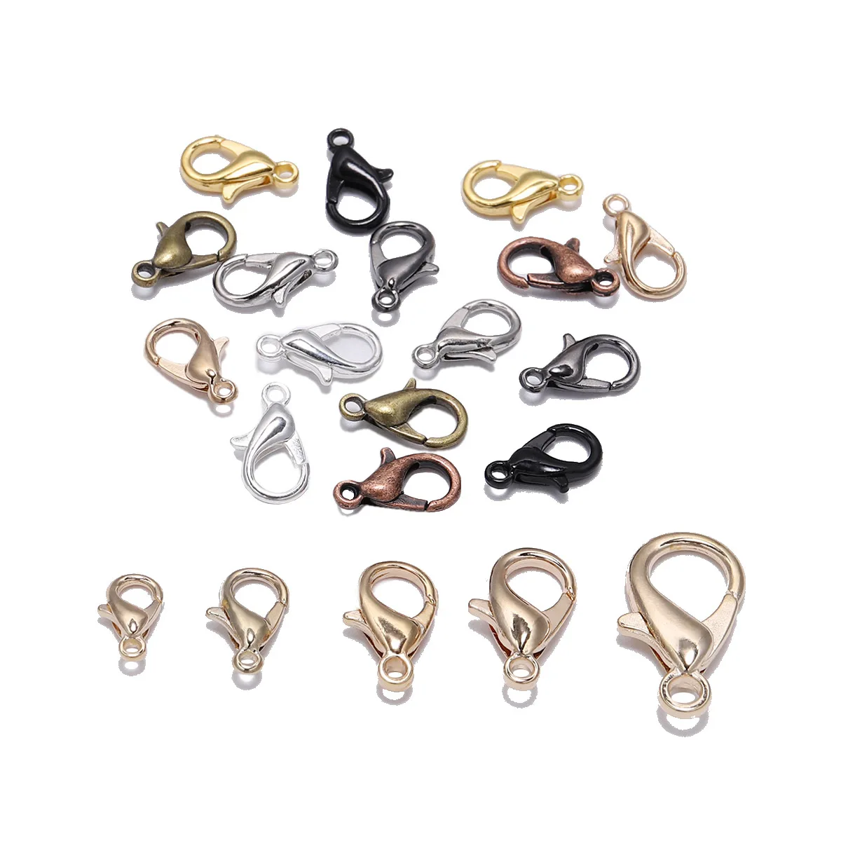 

50pcs/lot 9 Colors Plated Fashion Jewelry Findings,Alloy Lobster Clasp Hooks for Necklace&Bracelet Chain DIY