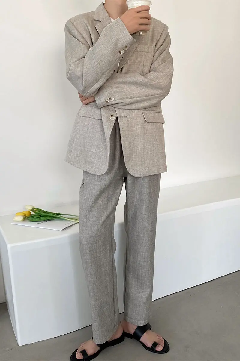 

2020 Spring And Autumn New Youth Popular Pure Color Simple Loose Small Straight Pants Fashion Casual Straight Pants Beige M-XL