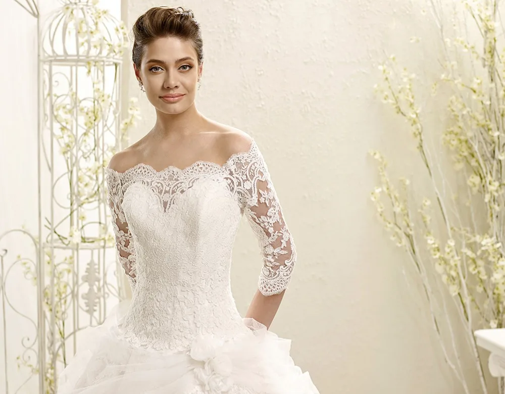 

New Spring Lace Appliques Wedding Dresses Long Sleeve Vestidos De Novia 2021 White muslim Princess Bride Wedding Gowns Plus Size