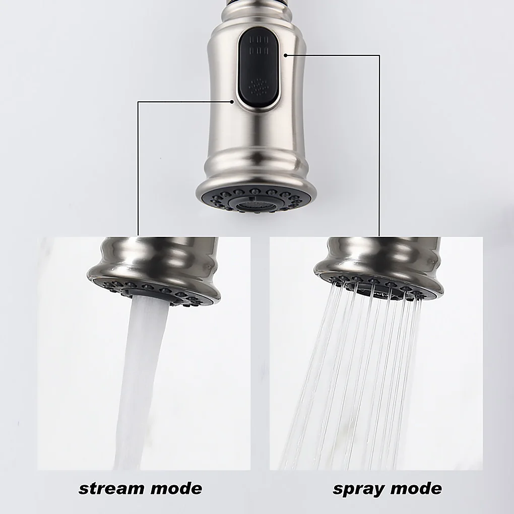 

Kitchen pull-down sprayhead Bridge Faucet Bathroom Hot Cold Water Dual Handles Metal Faucet