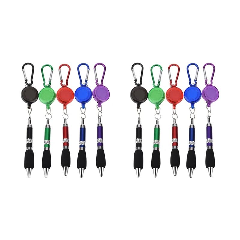 

10 Pcs Retractable Badge Reel Belt Clip and Carabiner Pen.
