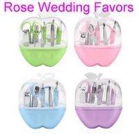 8setslotfree shippingcreative apple design manicure set with 9 pcs accessories weddingbridal party giveaways for guest