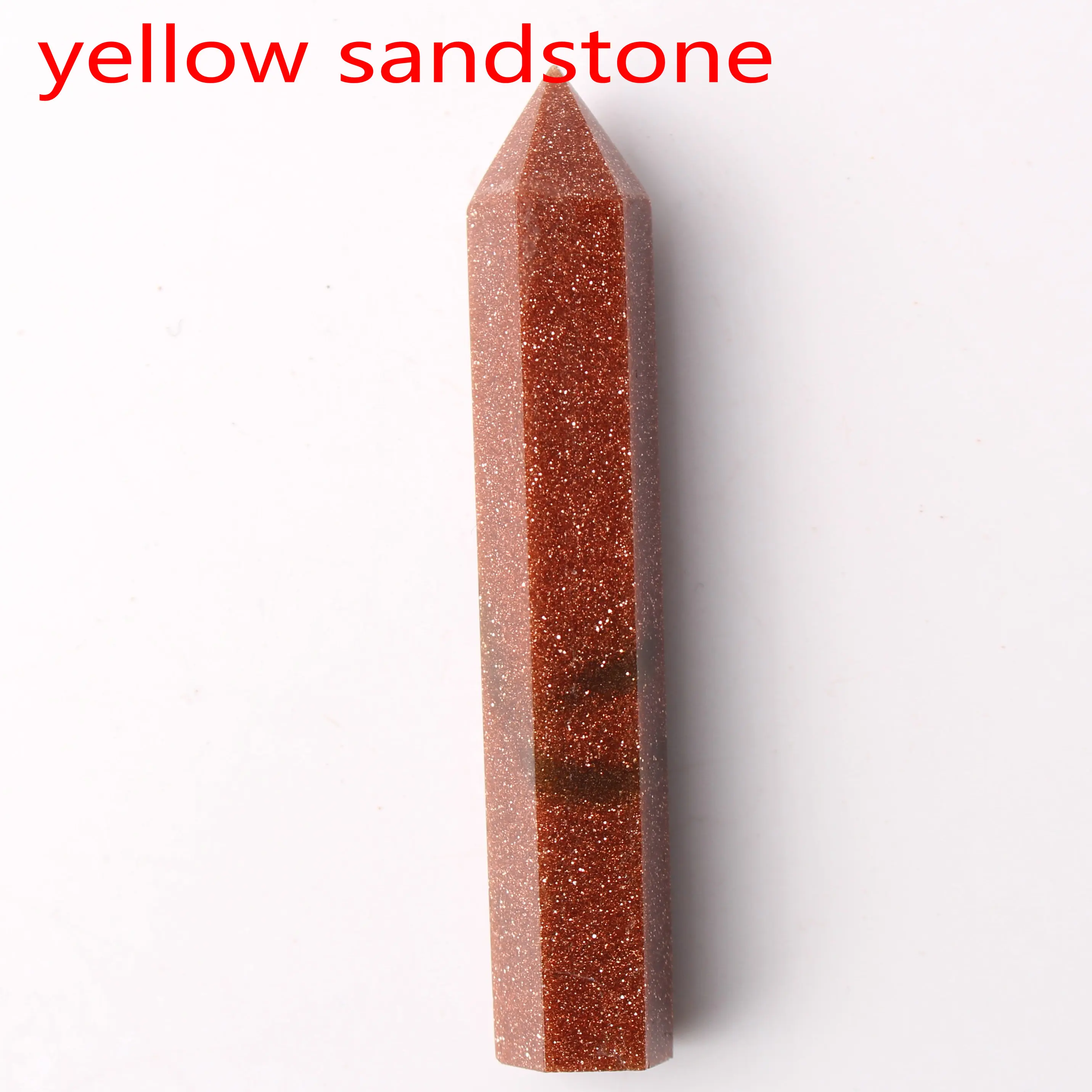 yellow sandstone Кристалл обелиск точка палочка ювелирные изделия Красочные Флюорит розовый кварц исцеление чакры в рейки декоративная статуэтка Фигурное ожерелье подарок - Цвет: yellow sandstone