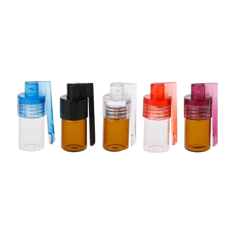 

Small Size Acrylic Snuff Bullet Rocket Snorter Glass Vial With Spoon Flip