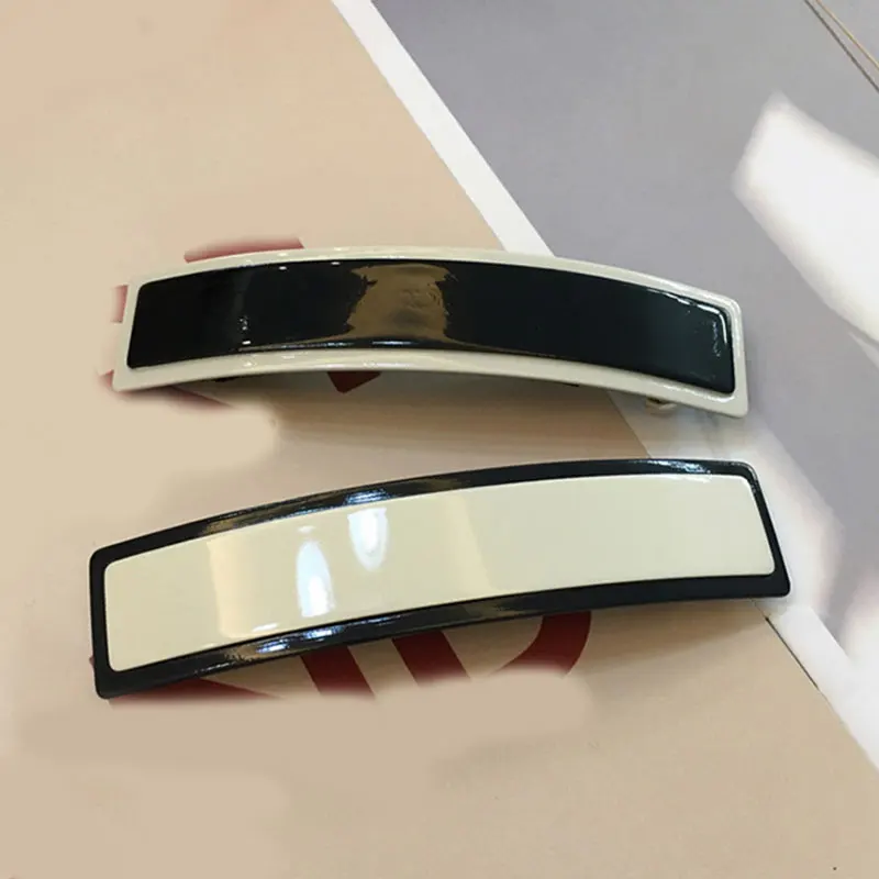 

Retro White Black Solid Color Hairpin Hairgrips Side Clip Word Clip Girl Elegant Back Head Clip Headdress Korean Hair Accessory