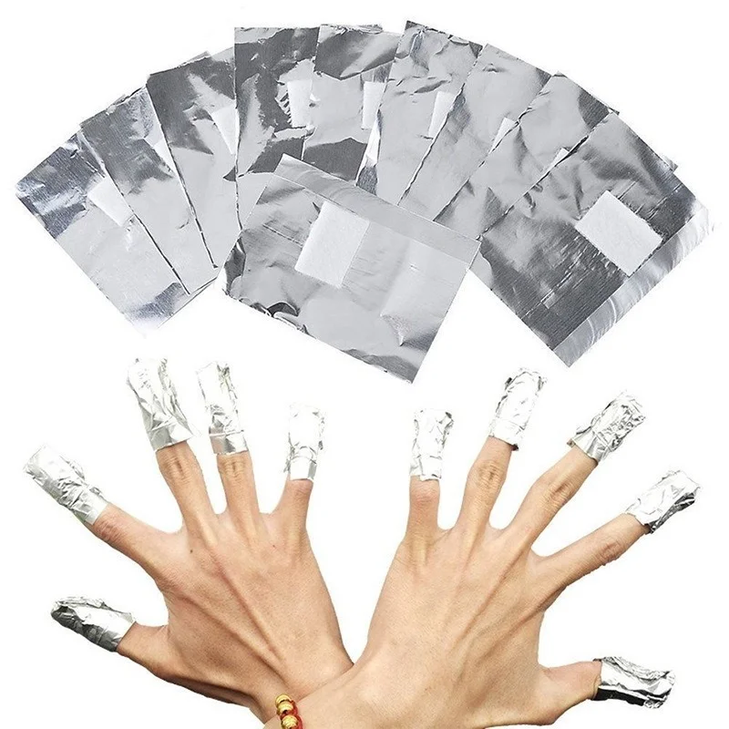 

100 Pcs Nails Aluminum Foil Nail Soaking Acrylic Gel Polishing Bag Remover Creative Popular Practical Wraps Nail Degreaser