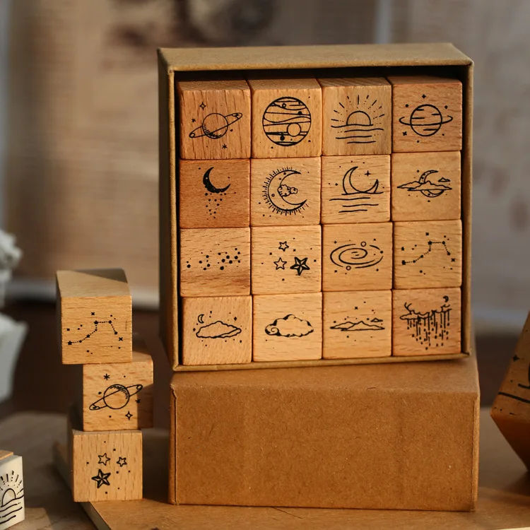 1 комплект Винтаж планета Луна облако Туманность декоративная печать деревянные