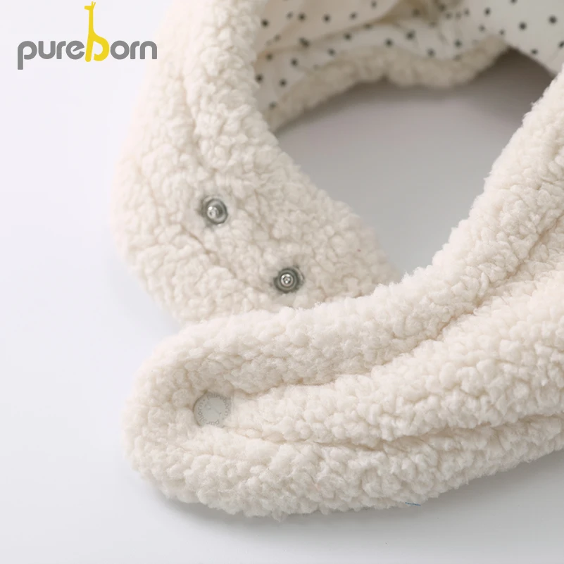 Детский комбинезон + шапка обувь Pureborn утепленный флисовый из 3 предметов Одежда