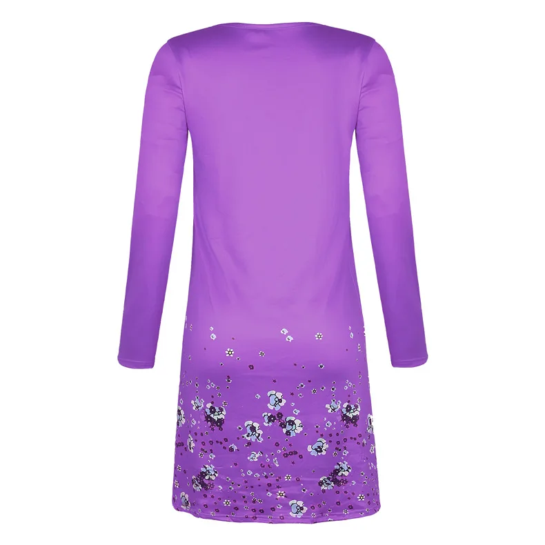

BacklakeGirls Women Round Neck Long Sleeve Printed Loose Cocktail Dress Mini Cocktail Party Dress Vestidos Cortos De Fiesta