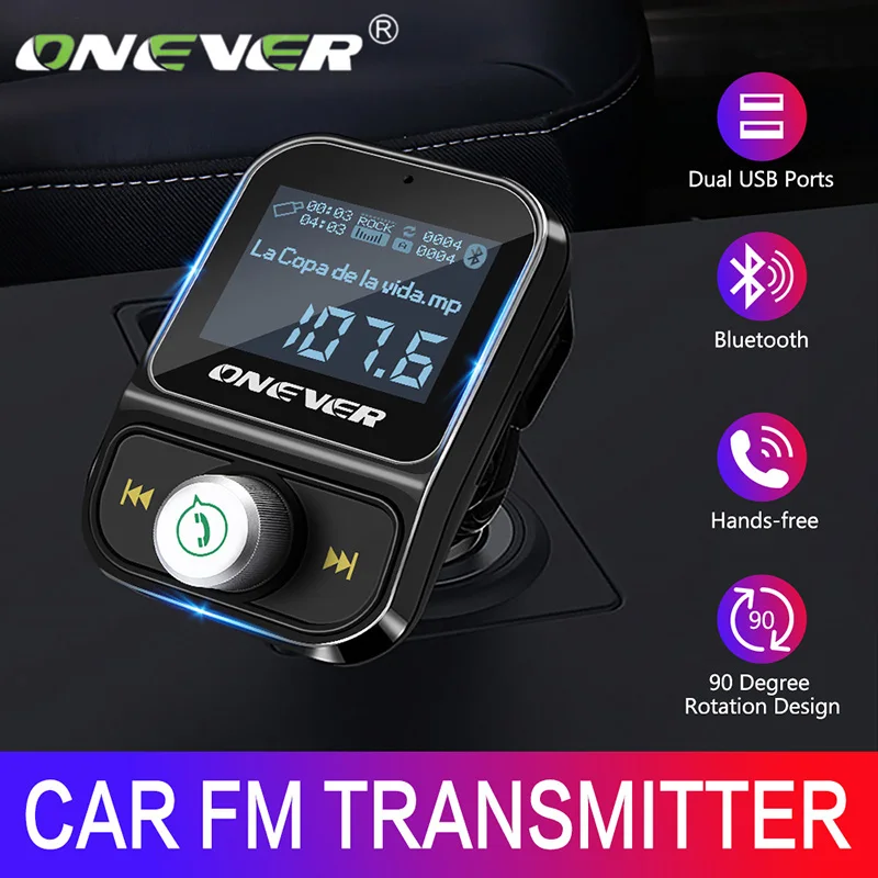 ONEVER fm-передатчик Беспроводной Bluetooth fm-модулятор громкой связи car kit ЖК-дисплей Радио аудио Автомобильный MP3-плеер 3.5 мм Aux Adatper FLAC