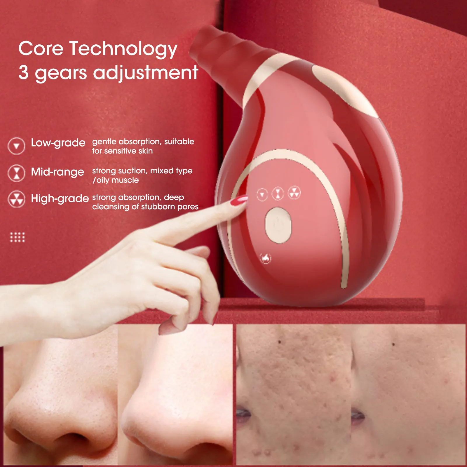 

Small Conch Electric Vacuum Blackhead Remover Facial Skin Blemishes Removal Pore Acne Cleaner Device Comedone Extractor