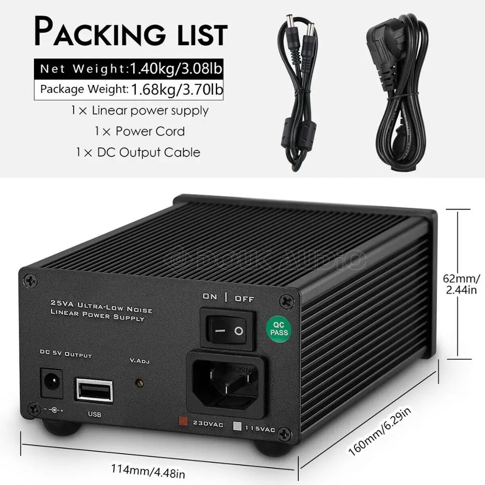 Douk аудио Hi-end 25 Вт TALEMA USB / DC 5 В Регулируемый Линейный источник питания для
