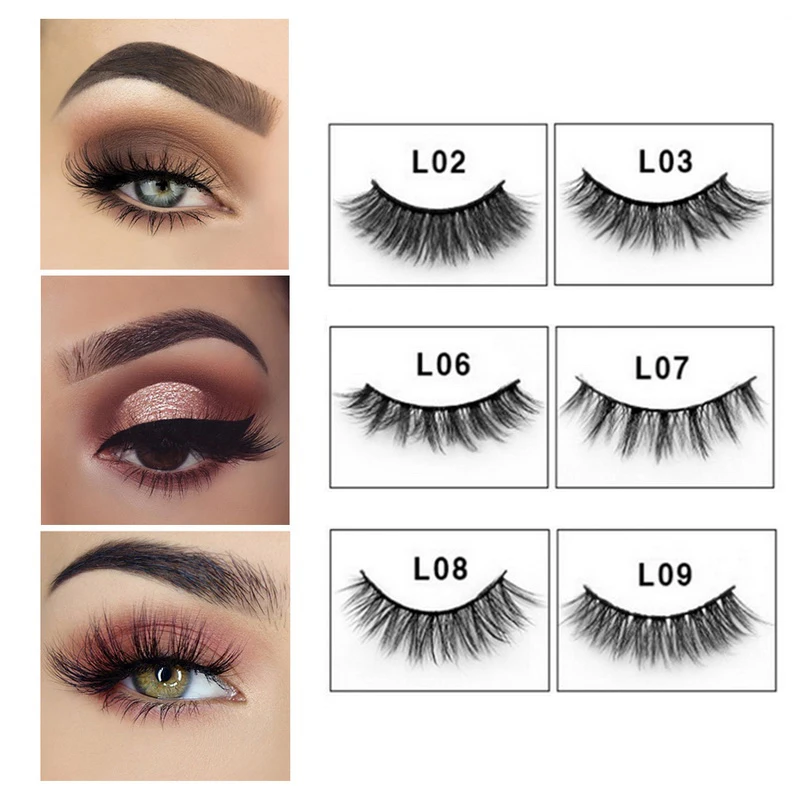 4 пары Набор накладных ресниц Многоразовые 3D ручной работы натуральный толстый