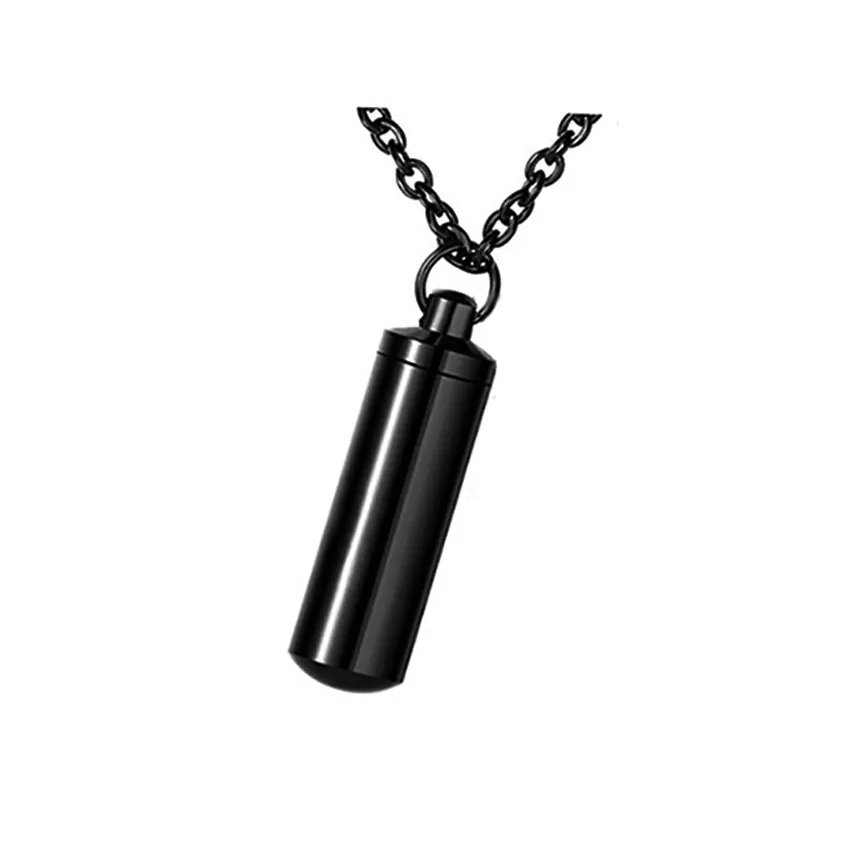 Stainless Steel Holder Cylinder Ashes Urn Pendant Charm Cremation Memorial Necklace Jewelry 3 Colors