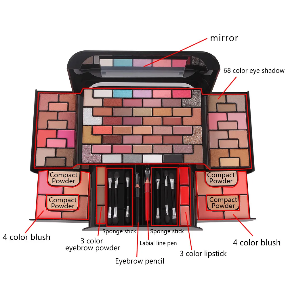 Кирпич лабиринт макияж набор Комбо матовый и мерцающий пианино коробка с тени
