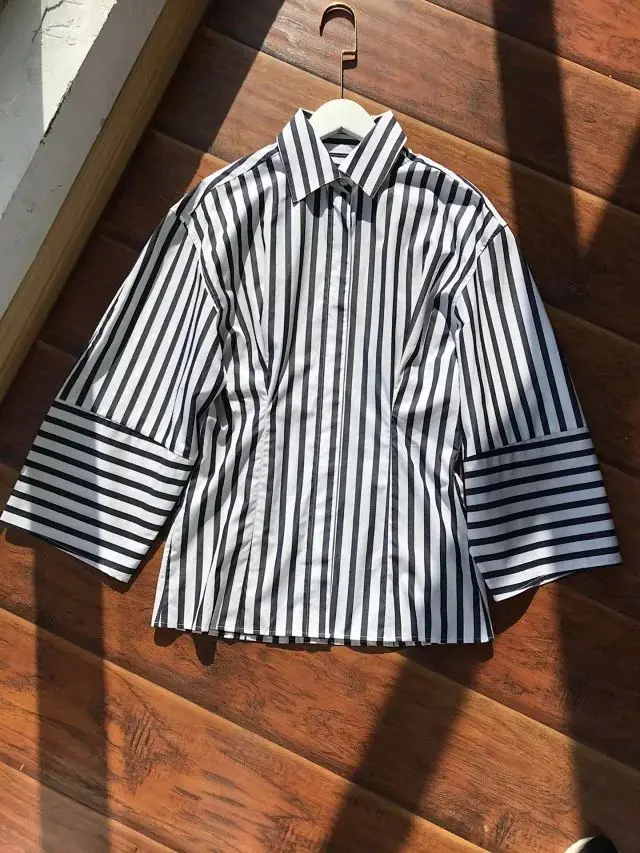 

Women Shirt 2019 Autumn Casual Cotton Cardigan Lapel Slim Fit Blouse