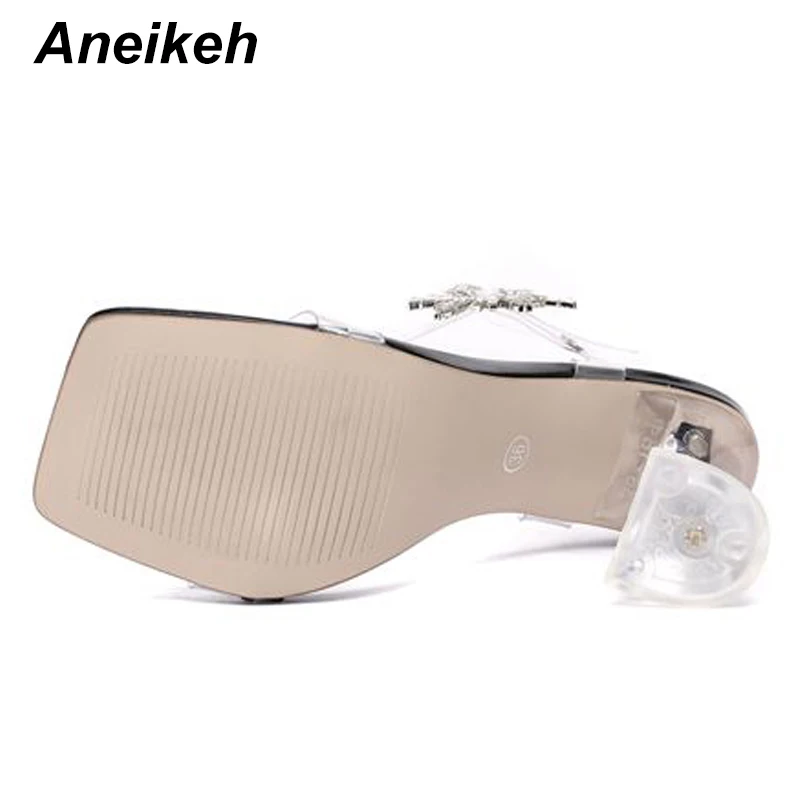 Aneikeh/Современные женские ботинки с тупым носом Женские летние сандалии новая