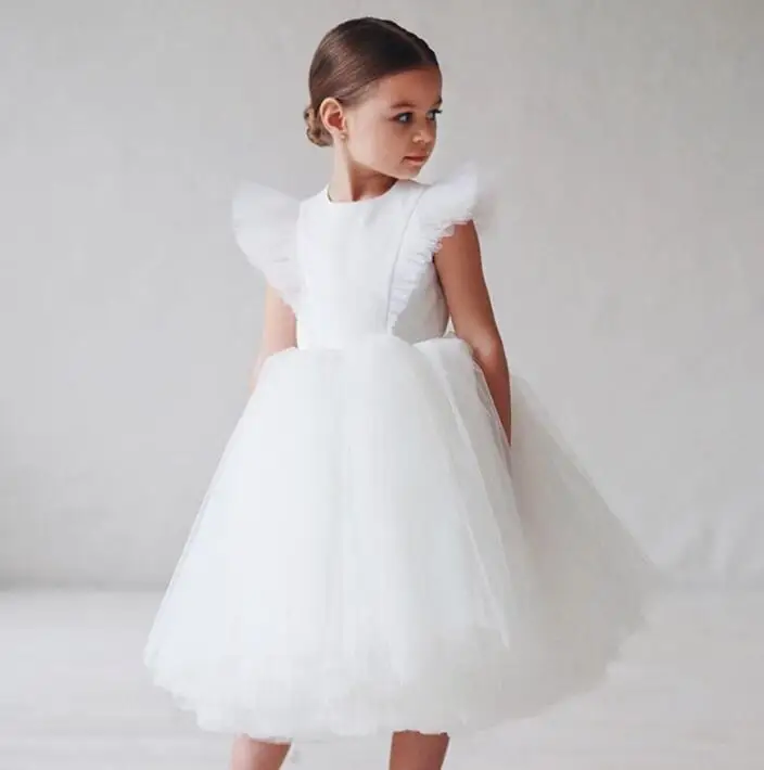 Retail New Baby Girls White Party Mesh Dress Princess Kids Sweet Clothing 2-7T | Детская одежда и обувь