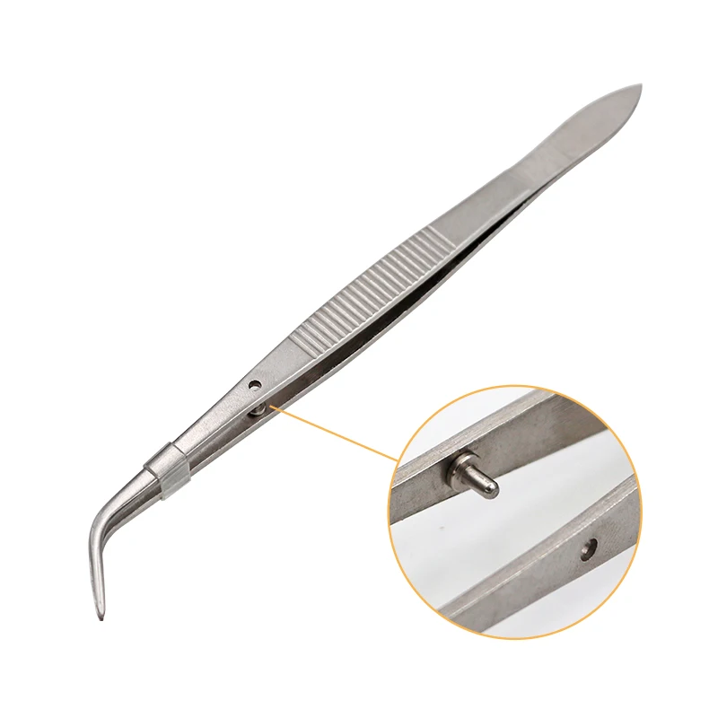 Стоматологический Хирургический пинцет Зубчатый Изогнутый из нержавеющей стали