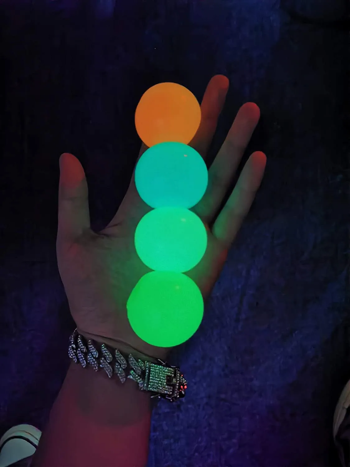 TR 4PCs Squeeze Toys Luminous Sticky Wall Balls Stress Reliever Toy Decompression Squishy 4 Color Fidget Adult Kids Gift