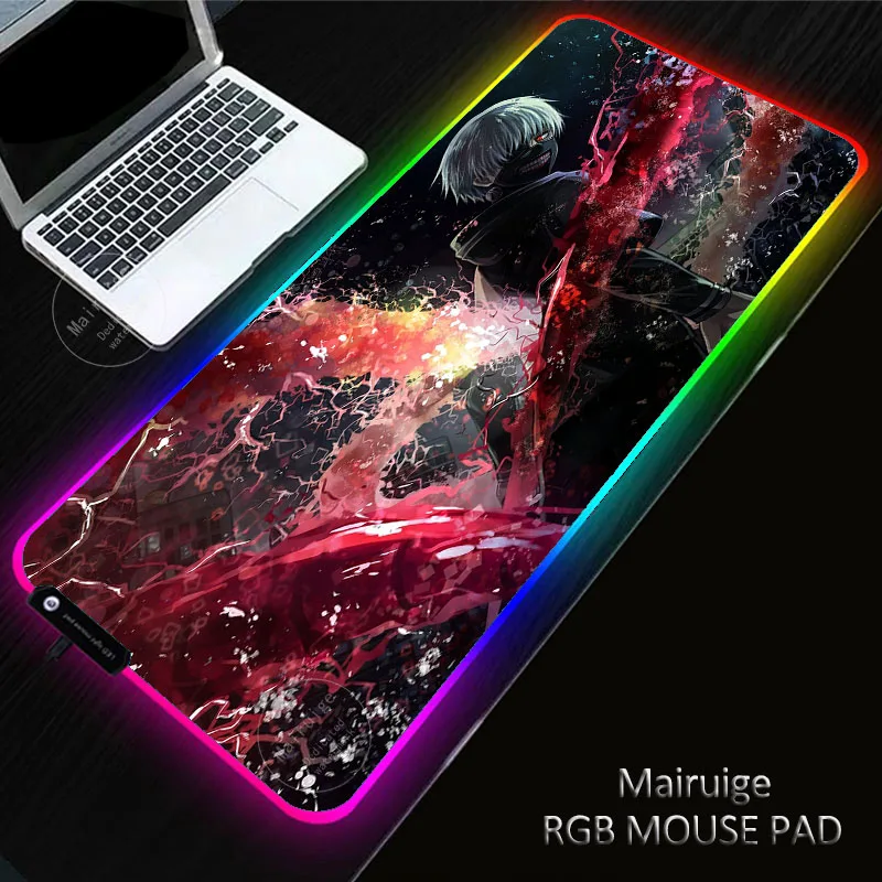 

40X90CM RGB Anime Tokyo Ghoul Mouse Pad Gaming Mouse Pad Computer Large Mousepad Backlit LED Gamer Mause Carpet Desk Mat for CS