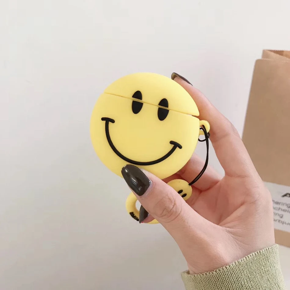 A4 Чехол для AirPods с милым мультяшным принтом Kawaii Smile, чехол для наушников Airpods 2/i10/i11TWS, Защитная крышка с подвесным кольцом, брелок из Китая - Цвет: A4