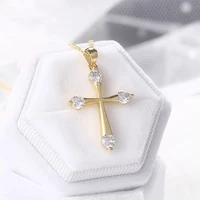 4 styles delicate tiny inlaid zircon cross necklace pray faith religion copper kolye creative jewelry pendant